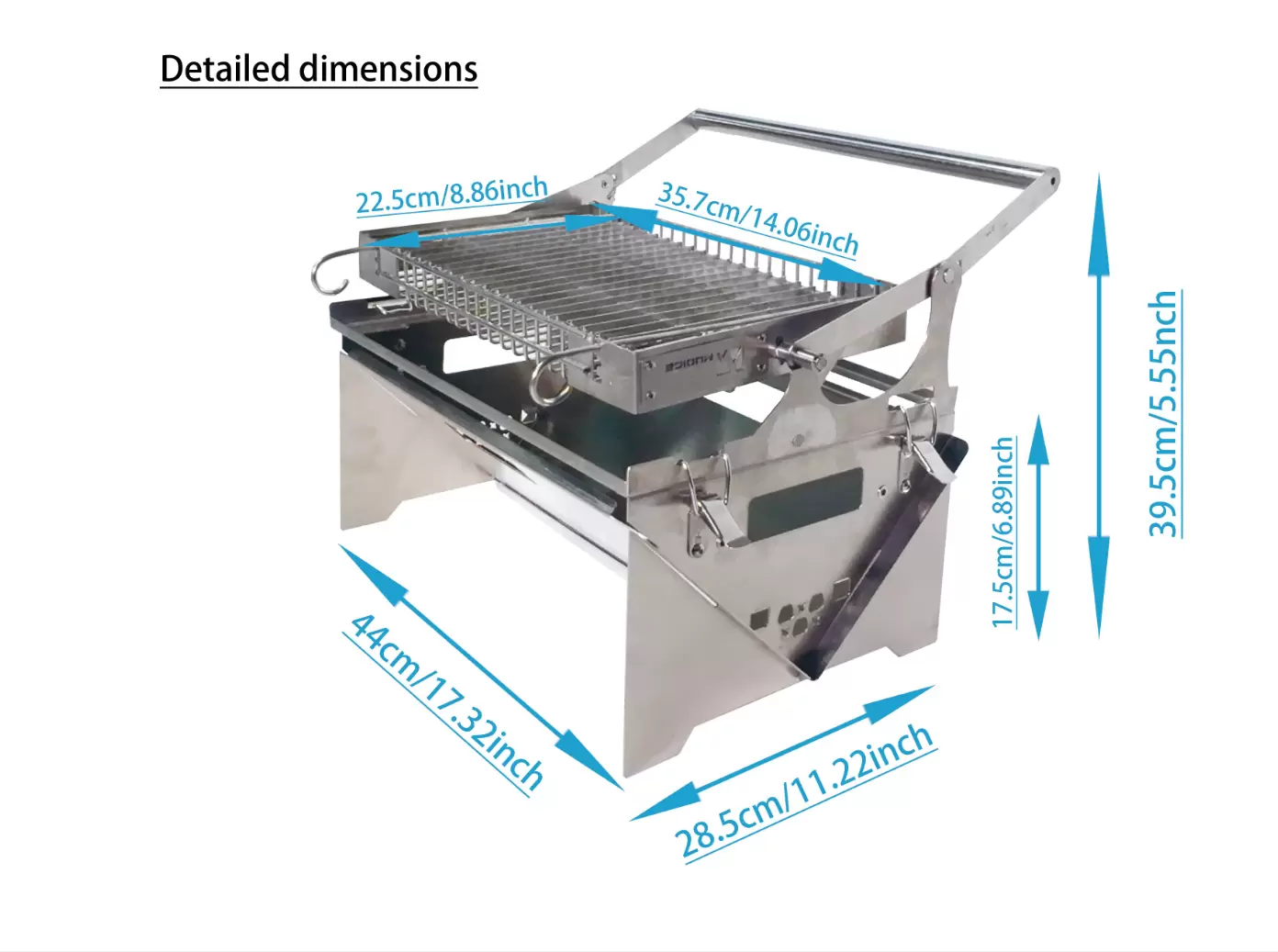 Extrem drehbarer Klapp-Holzkohlegrill