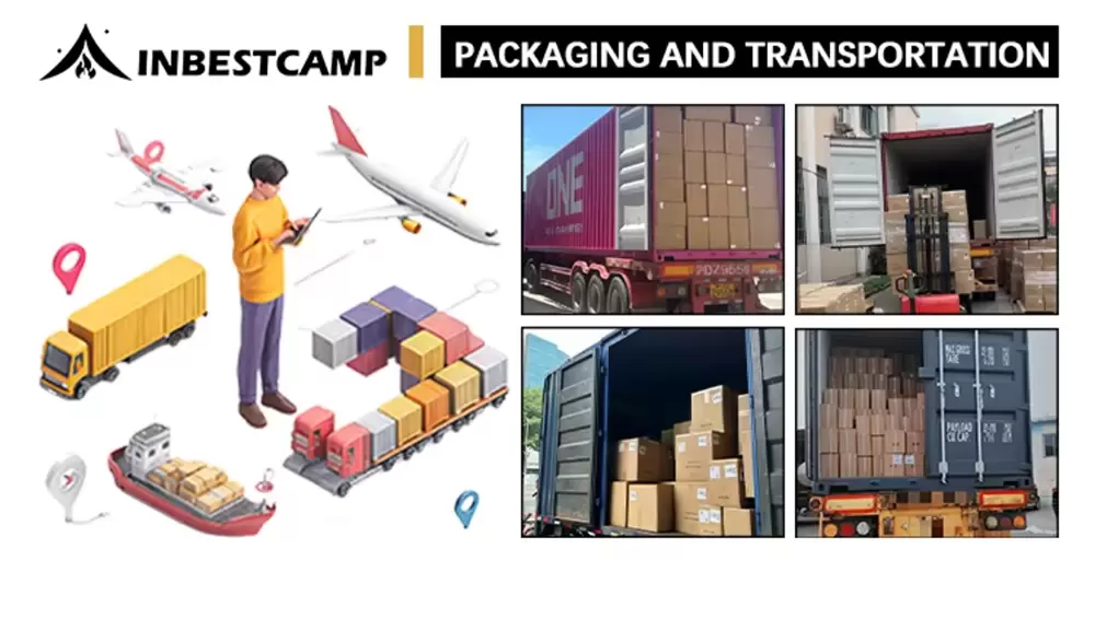 Verpackung und Transport tragbarer Camping-Holzöfen