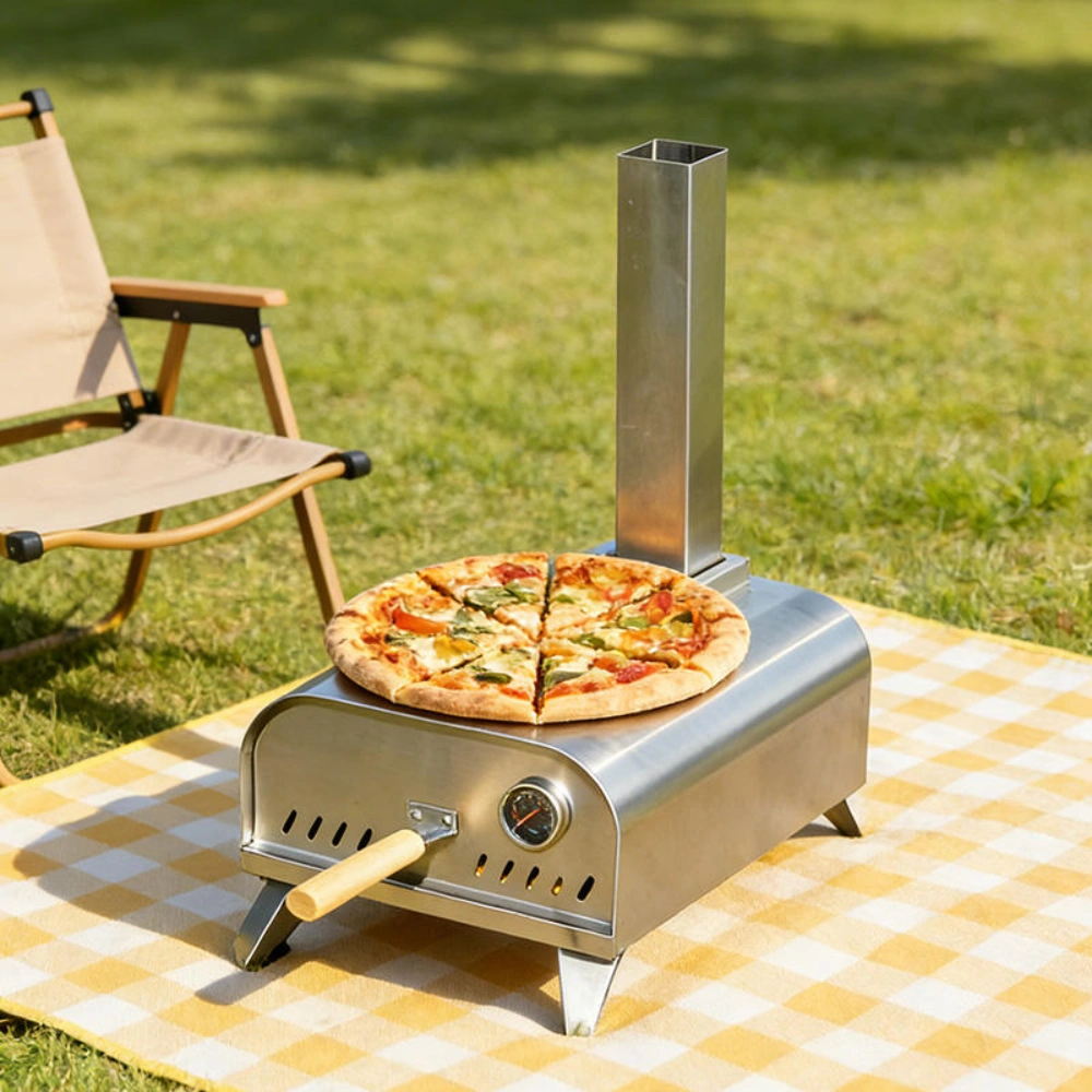 Tragbarer Pizzaofen aus Edelstahl f&uuml;r den Au&szlig;enbereich