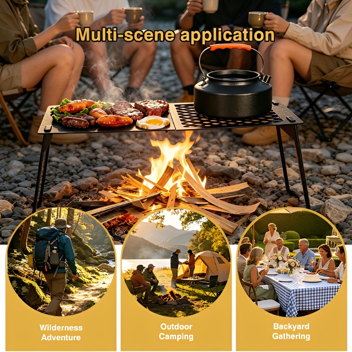 Multifunktionaler tragbarer Lagerfeuergrill